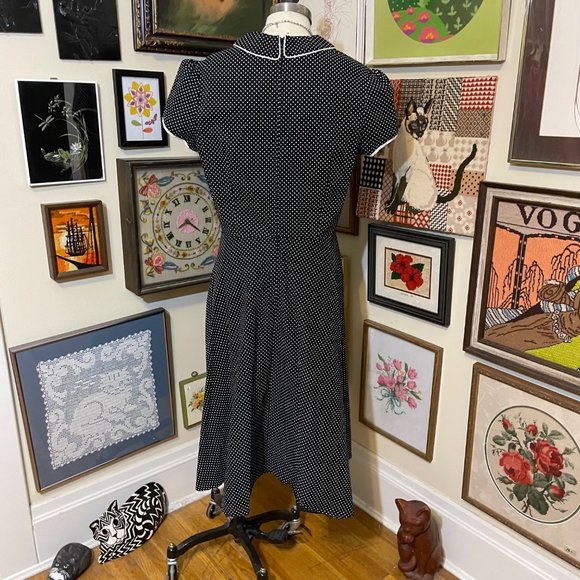 Stop Staring! Black and White Swiss Dot Short Sleeve Collared Shirt Dress 3X - Picture 4 of 6